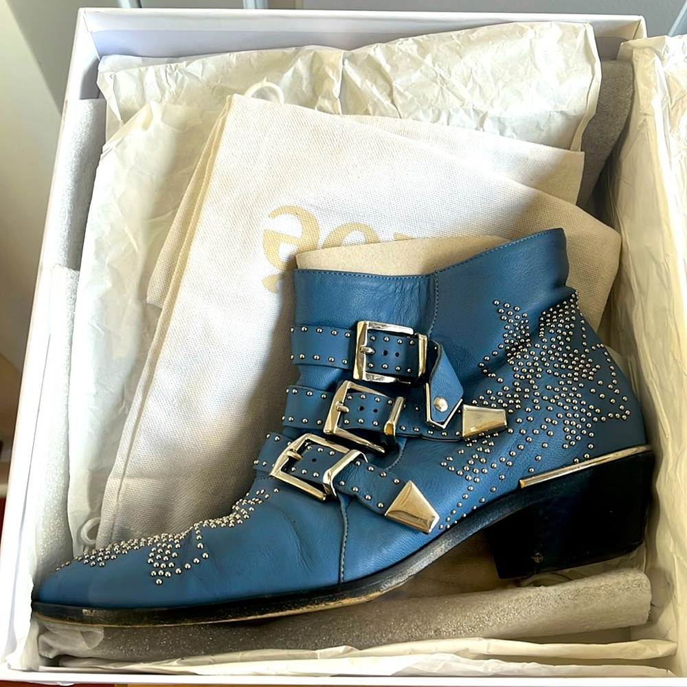 Chloe Susanna boots in light blue soft leather size 40